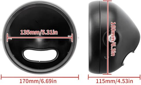 Bulbs 5.75 Inch Motorcycle Headlight Side Mount Round Headlight Housing Cover Headlamp Lighthouse Head Light Shell Fit For Harley Universal(Matte Black) in Kuwait