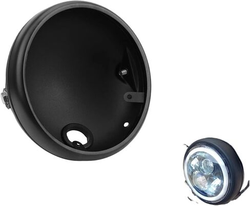 Bulbs Motorcycle Headlight 7-Inch Retro Bracket Headlight Shell Headlight Base Round Headlight Housing Mount Cover Universal(No bracket) in Kuwait