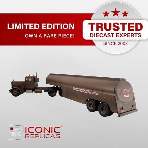 النسخ المتماثلة الشهيرة 1955 Peterbilt 281 "Needlenose Tractor & Tanker Trailer: from The Movie Duel 1:43 Diecast Model Truck in Kuwait