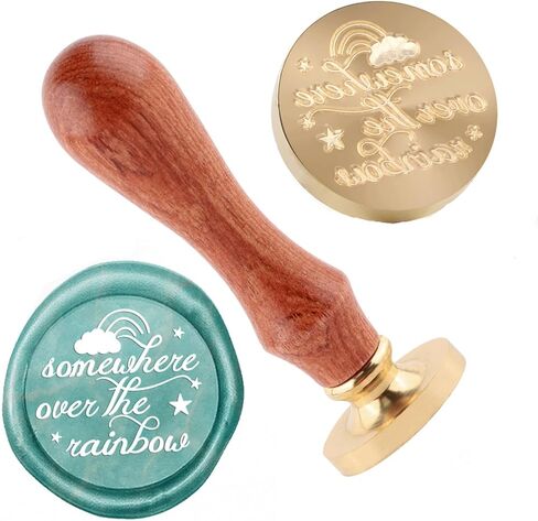 Word Wax Seal Stamp Somewhere Over The Rainbow Brass Heads and A Wood Handle for Decorating Halloween Christmas Party Invitations Wine Packaging Greeting Cards Gifts DIY Card Making in Saudi Arabia