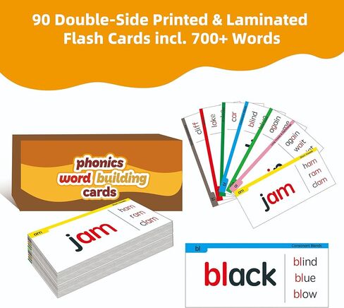 Phonics Word Building Magnetic Tiles Set, Phonics Manipulatives, Magnetic Letter Tiles, Educational Learning Kit with 239 Foam Tiles, 90 Cards, Magnetic Folder in Saudi Arabia