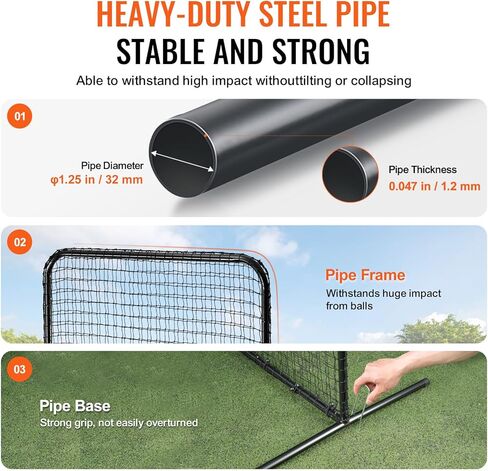 VEVOR L Screen Baseball for Batting Cage, 7x7 ft Baseball & Softball Safety Screen, Body Protector Portable Batting Screen with Carry Bag & Ground Stakes, Baseball Pitching Net for Pitchers Protection in Saudi Arabia