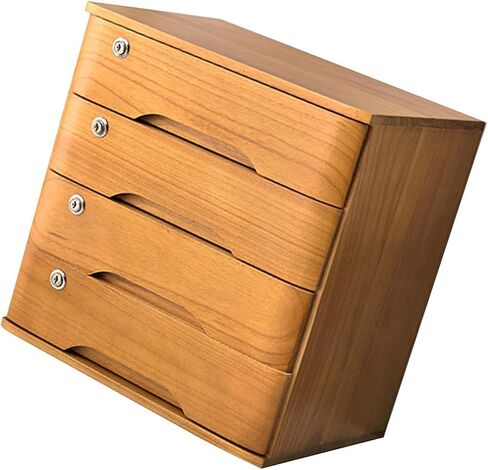 File Cabinet, Desktop Storage, Organizer, with Key, Office Supplies Storage Box, Storage Unit, Can Store Miscellaneous Goods/A4 Documents/Mail, Office Storage (4 Layer) in Saudi Arabia