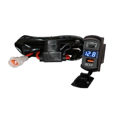 منفذ منفذ USB من النوع C 3.0 مع مقبس الفولتميتر وتشغيل مفتاح الروك المناسب لـ Yamaha Wolverine RMAX2/4 X2/X4 2018-2025، شاحن سريع مقاوم للماء in Kuwait