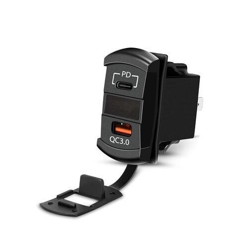 منفذ منفذ USB من النوع C 3.0 مع مقبس الفولتميتر وتشغيل مفتاح الروك المناسب لـ Yamaha Wolverine RMAX2/4 X2/X4 2018-2025، شاحن سريع مقاوم للماء in Kuwait