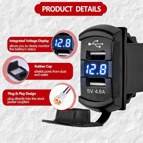 3.0 USB Type C Port Outlet with Voltmeter Plug & Play Rocker Switch Fit Yamaha Wolverine RMAX2/4 X2/X4 2018-2025, Fast Charger Waterproof in Saudi Arabia