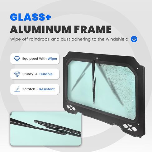 HECASA Full Vented Glass Windshield with Wiper Compatible With 2014 - 2018 Polaris RZR 900 1000 Trail, S, XP Turbo 2 and 4 seat in Saudi Arabia