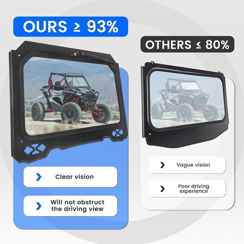 HECASA Full Vented Glass Windshield with Wiper Compatible With 2014 - 2018 Polaris RZR 900 1000 Trail, S, XP Turbo 2 and 4 seat in Saudi Arabia