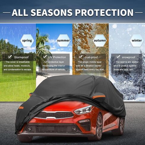 X AUTOHAUX Car Cover Outdoor Waterproof Sun Rain Snow Hail Protection with Left Side Door Zipper 210D-PU for Kia Forte Sedan in Saudi Arabia