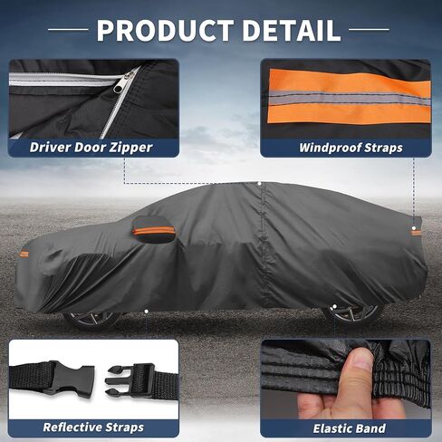 X AUTOHAUX Car Cover Outdoor Waterproof Sun Rain Snow Hail Protection with Left Side Door Zipper 210D-PU for Kia Forte Sedan in Saudi Arabia