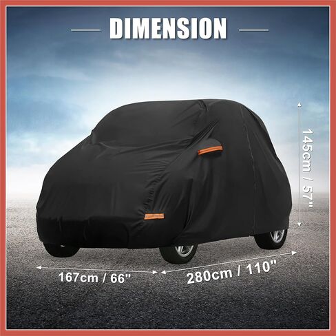 غطاء سيارة ACROPIX لـ Smart Fortwo 2007-2023 210D-PU Oxford غطاء سيارة كامل خارجي لجميع الأحوال الجوية مقاوم للماء حماية ضد الرياح مع سحاب باب السائق قطع غيار السيارات السوداء in Saudi Arabia