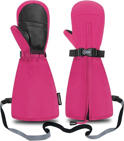 Andake Kids Ski Mittens Gloves with Long Cuff Waterproof Winter Warm Snow Gloves for Toddler Baby Girls and Boys in Kuwait