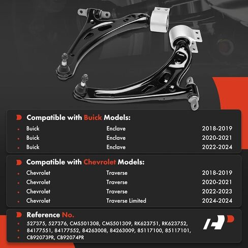A-Premium 2 x Front Lower Control Arms, with Ball Joint and Bushing, Compatible with Chevrolet Traverse 2018-2023, Traverse Limited 2024 & Buick Enclave 2018-2024 in Saudi Arabia