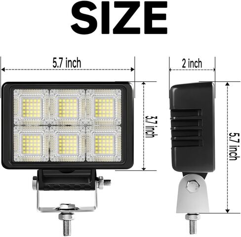 مصابيح عمل LED للجرارات، ضوء عمل LED لشاحنة ATV للمركبات على الطرق الوعرة، 6 بوصة، 12000LM، 12 فولت، قطعتان (فيضان) in Kuwait