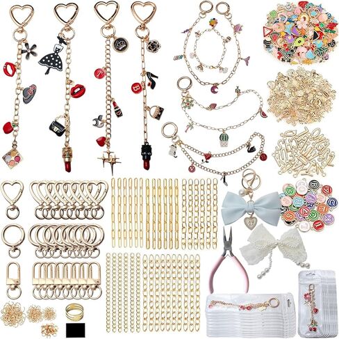 LANTURA 550Pcs Charms Lip Gloss Keychain Making Kit,DIY Craft Supplies,Jewelry Making Kit for Custom Keychains, Bags, Christmas Gifts in Saudi Arabia