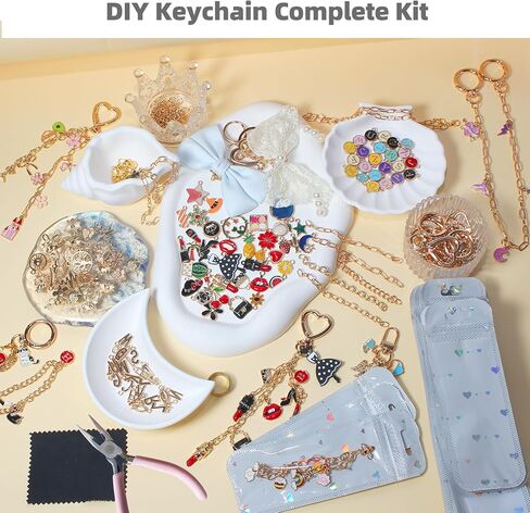 LANTURA 550Pcs Charms Lip Gloss Keychain Making Kit,DIY Craft Supplies,Jewelry Making Kit for Custom Keychains, Bags, Christmas Gifts in Saudi Arabia