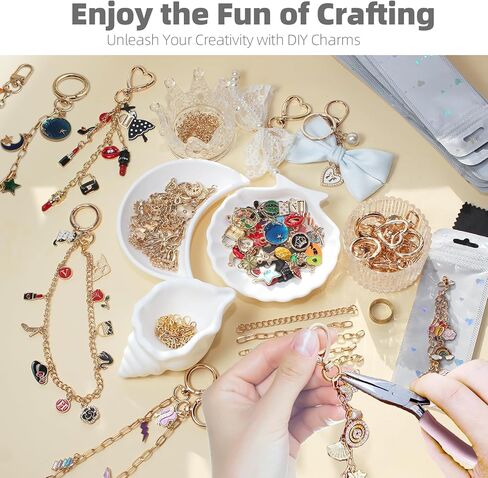 LANTURA 550Pcs Charms Lip Gloss Keychain Making Kit,DIY Craft Supplies,Jewelry Making Kit for Custom Keychains, Bags, Christmas Gifts in Saudi Arabia