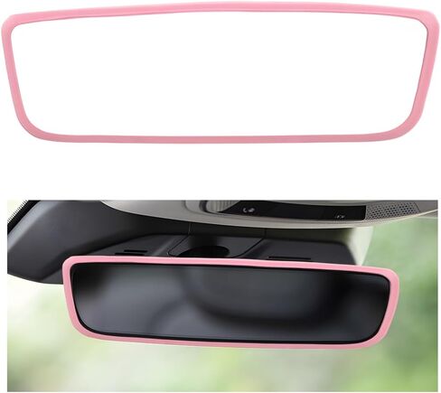 Rear View Mirror Protector Frame, Rearview Mirror Edge Protective Cover Car Interior Decoration, Silicone Auto Rearview Mirrors Trim Compatible with Model 3 Y for Women Men (Red) in Kuwait