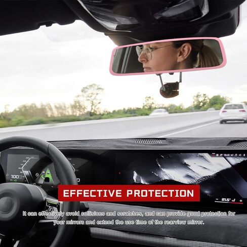 Rear View Mirror Protector Frame, Rearview Mirror Edge Protective Cover Car Interior Decoration, Silicone Auto Rearview Mirrors Trim Compatible with Model 3 Y for Women Men (Red) in Kuwait