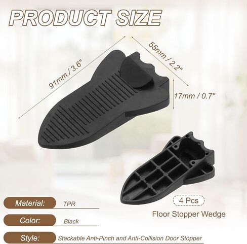 PATIKIL 4Pcs Floor Stopper Wedge, 0.7 Inch Rubber Door Stoppers Rubber Stops for Bottom of Door on Carpet Concrete Tile Wood for Home Office Workshops, Coffee in Saudi Arabia