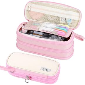Pencil Case for Girls Kids Teens Adults Big Pencil Bag with Zipper Big Pen Pouch Large Stationery Pen Case Organizer for School Pink in Saudi Arabia
