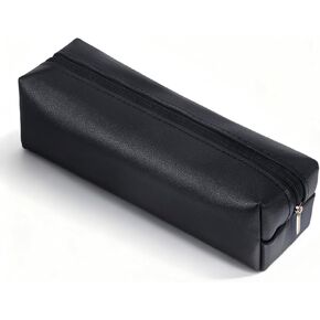 Pouches for Pencils Black Leather Pencil Case Pouch PU Leather Pen Pouch Portable Stationery Bag Cosmetic Organizer Bag For Adult Women Men in Saudi Arabia