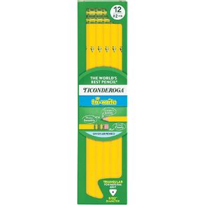 Ticonderoga 13856 Tri-Write Woodcase Pencil, HB #2, Yellow, Dozen in Kuwait