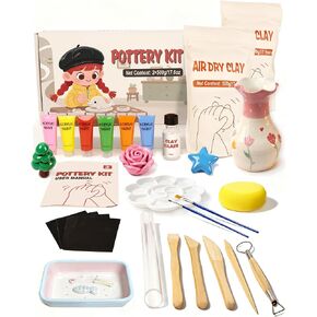 cycletour Pottery kit, 1 KG Air Dry Clay for Adults Includes 20 ML Glaze, 5 Clay Tools and Operation Guide. Adult Pottery Kit for Adults for Beginners DIY Handmade Gifts in Saudi Arabia