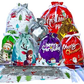 XYHTYBD 38PCS Christmas Bags For Gifts,Christmas Drawstring Gift Bags With Ribbon Ties,Christma Sacks For Presents Xmas Party Favor (Large Medium Small) in Saudi Arabia