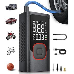 Tire Inflator Portable Air Compressor,Portable Tire Inflator for Car Motorcycle Bicycle Balls,Rechargeable Air Pump with Pressure Gauge 15000mAh LED Lighth Auto Shutoff (Small) in Saudi Arabia