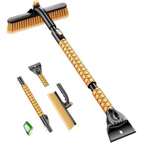 Extendable Snow Brush with Ice Scraper for Car,Truck,SUV,L31 to 39 inches. 360°Pivoting Head Wide Bristle Brush. Portable Winter Cleaning Tool for Windshield,Detachable and Easy to Store in Saudi Arabia