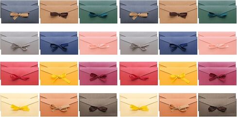 24 Pcs Colorful Gift Card Envelopes, 8 x 4 inch Bow Greeting Card Envelopes, Beautiful Pearlescent Color Envelopes for Business Card, Birthday Invitations, Letter in Saudi Arabia