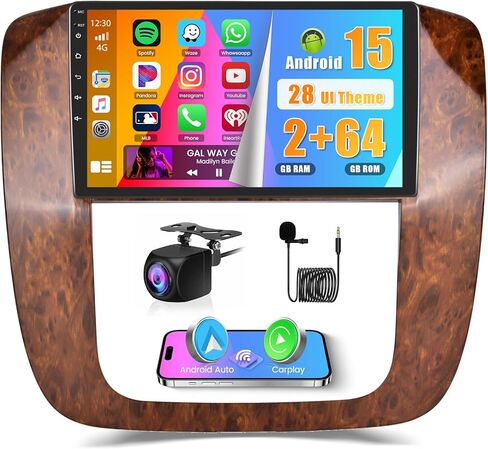 لجي إم سي يوكون شيفروليه تشيفي تاهو سوبربان 2007-2012 ستيريو سيارة أندرويد مع Carplay Android Auto 2+64G 9 بوصة شاشة لمس راديو GPS ملاحة واي فاي SWC RCA HiFi كاميرا احتياطية ميكروفون in Saudi Arabia