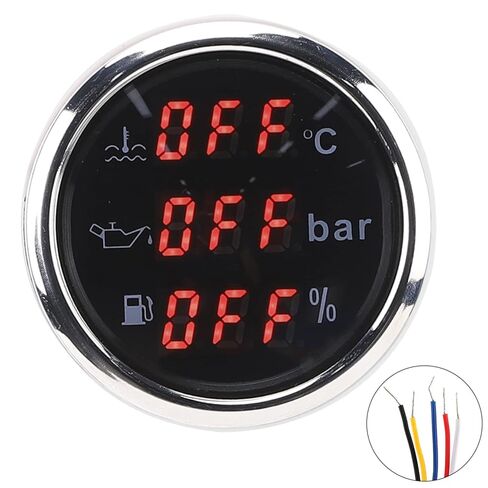 Keenso 2 Inch Oil Pressure Water Temperature 3 in 1 in 1 in for Cars and Boats, Multifunction Meter with Alarm Function, 316 Stainless Steel Material (Black dial) in Saudi Arabia
