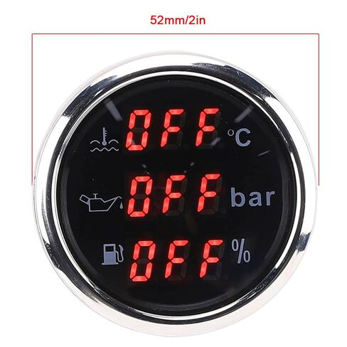 Keenso 2 Inch Oil Pressure Water Temperature 3 in 1 in 1 in for Cars and Boats, Multifunction Meter with Alarm Function, 316 Stainless Steel Material (Black dial) in Saudi Arabia