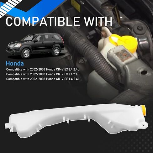 Front Engine Coolant Overflow Recovery Reservoir Tank with Cap Compatible with 2002-2006 Honda CR-V EX/LX/SE Replaces 603-810 19101PNB000 in Saudi Arabia