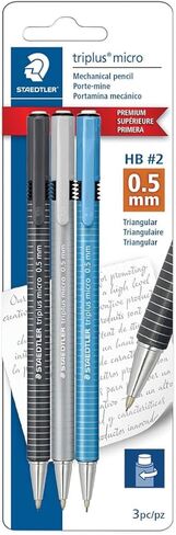STAEDTLER triplus micro 0.5mm Lead Retractable Mechanical Pencil with Twist Eraser, Writing, Drawing, Drafting, 3-Pack, 77427BK3A6 in Kuwait