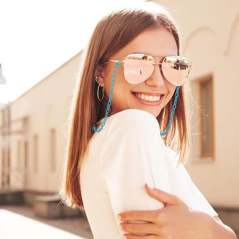 سلاسل مجوهرات بلاستيكية ملونة، حلقات ربط أكريليك عامة 22 ضفيرة 15 بوصة وصلات سلسلة كبح لسلاسل النظارات ومحفظة النظارات وقلادة وأقراط وصناعة المجوهرات DIY مجموعة صنع ألوان الحلوى المختلطة in Kuwait