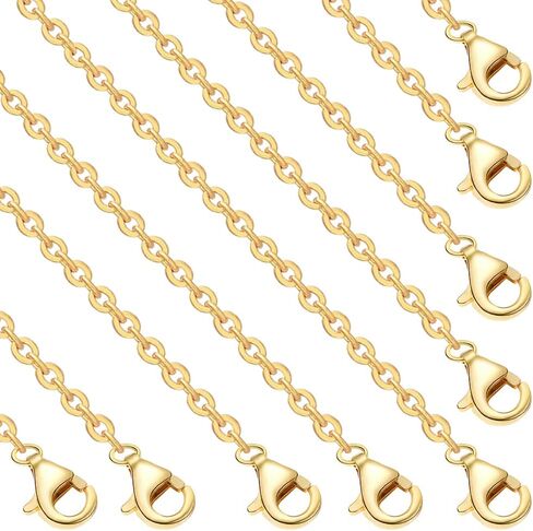 مجموعة سلاسل كابل مطلية بالذهب 10 قطع 1 ملم 18 قيراط من Beebeecraft 17.7 بوصة سلاسل قلادة مجمعة مع مشابك جراد البحر من أجل قلادات متدلية قابلة للخرز DIY لصنع المجوهرات in Kuwait