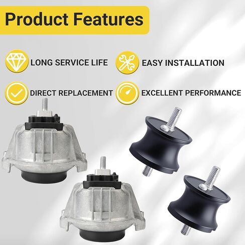 4PCS Engine & Transmission Motor Mount Left Right Set for BMW 128i 2008-2013, 325i 2006-2015, 328i 2007-2013, 330i 2006, X1 2012-2015, Z4 2009-2016, 2.0L/3.0L, Replaces OE# 22116760330, 22316799331 in Saudi Arabia