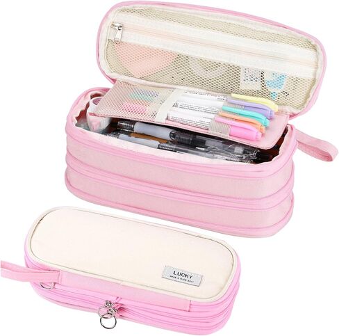 Pencil Case for Girls Kids Teens Adults Big Pencil Bag with Zipper Big Pen Pouch Large Stationery Pen Case Organizer for School Pink in Saudi Arabia