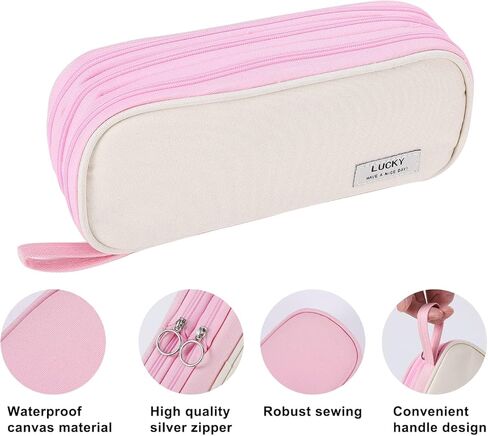 Pencil Case for Girls Kids Teens Adults Big Pencil Bag with Zipper Big Pen Pouch Large Stationery Pen Case Organizer for School Pink in Saudi Arabia