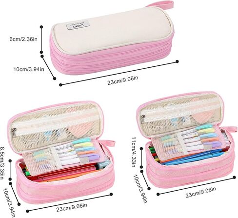 Pencil Case for Girls Kids Teens Adults Big Pencil Bag with Zipper Big Pen Pouch Large Stationery Pen Case Organizer for School Pink in Saudi Arabia