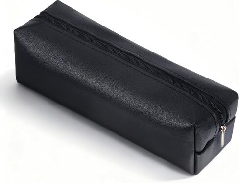 Pouches for Pencils Black Leather Pencil Case Pouch PU Leather Pen Pouch Portable Stationery Bag Cosmetic Organizer Bag For Adult Women Men in Saudi Arabia