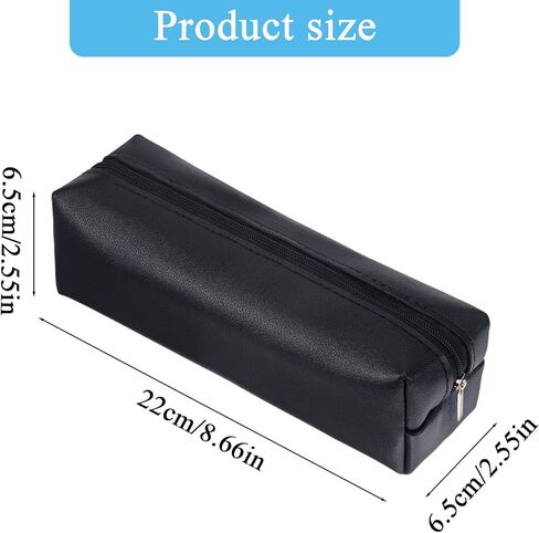 Pouches for Pencils Black Leather Pencil Case Pouch PU Leather Pen Pouch Portable Stationery Bag Cosmetic Organizer Bag For Adult Women Men in Saudi Arabia