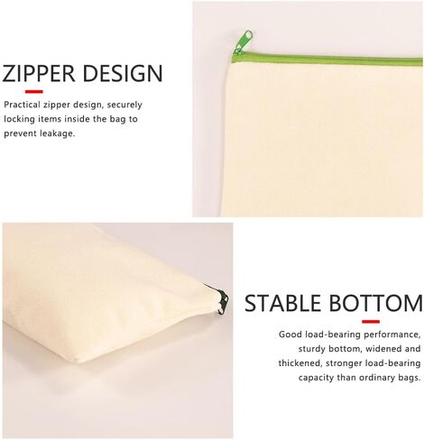 5 Pack Canvas Zipper Bags - Blank DIY Craft Pen and Pencil Case - Multipurpose Makeup Bag for Makeup, Invoice, Travel Toiletries in Saudi Arabia