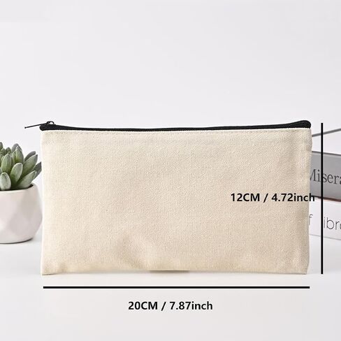 5 Pack Canvas Zipper Bags - Blank DIY Craft Pen and Pencil Case - Multipurpose Makeup Bag for Makeup, Invoice, Travel Toiletries in Saudi Arabia