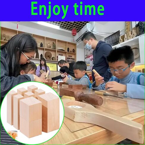 9Pcs Basswood Carving Blocks, 3 Sizes Whittling Wood Basswood Blocks Kit for Wood Carving for Beginners Kids and Adults 6*(1x1x4) in,2*(2x2x2) in,1*(2x2x4) in in Kuwait
