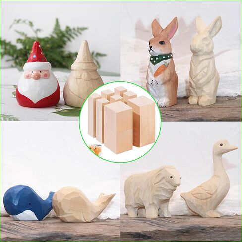 9Pcs Basswood Carving Blocks, 3 Sizes Whittling Wood Basswood Blocks Kit for Wood Carving for Beginners Kids and Adults 6*(1x1x4) in,2*(2x2x2) in,1*(2x2x4) in in Kuwait