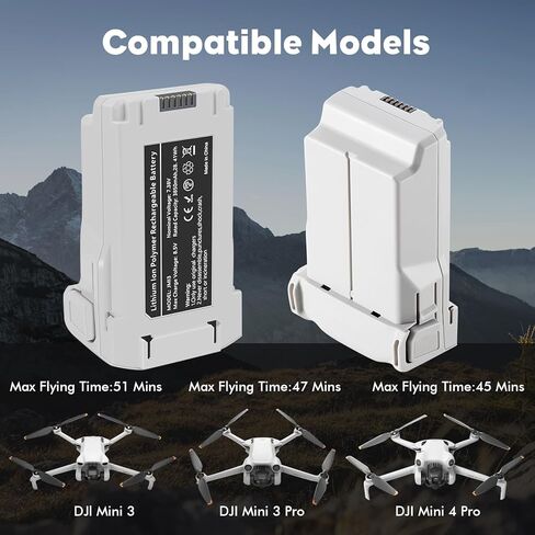 بطارية الطيران الذكية بلس لـ DJI Mini 4 Pro/ Mini3 Pro/Mini 3,3850 مللي أمبير في الساعة، ترقية وقت الطيران لمدة 47 دقيقة 2025 (بطارية واحدة) in Kuwait